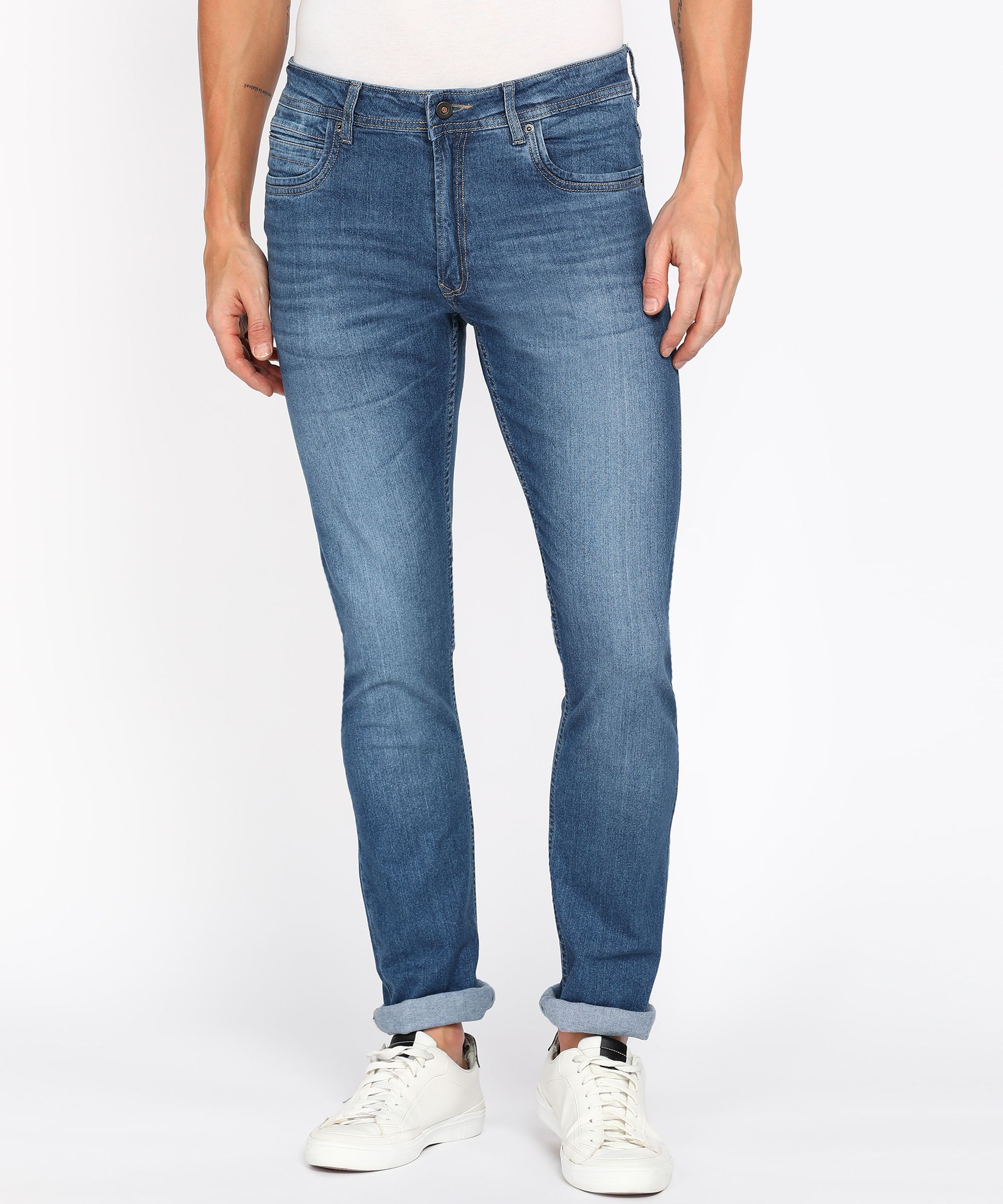 peter england Men Slim Mid Rise Dark Blue Jeans-picture-26
