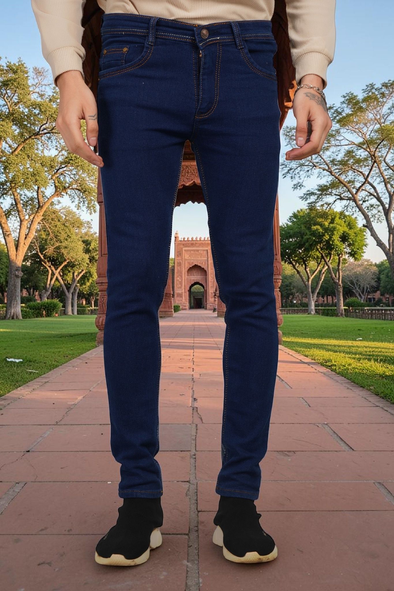 lzard Men Slim Mid Rise Dark Blue Jeans-picture-35
