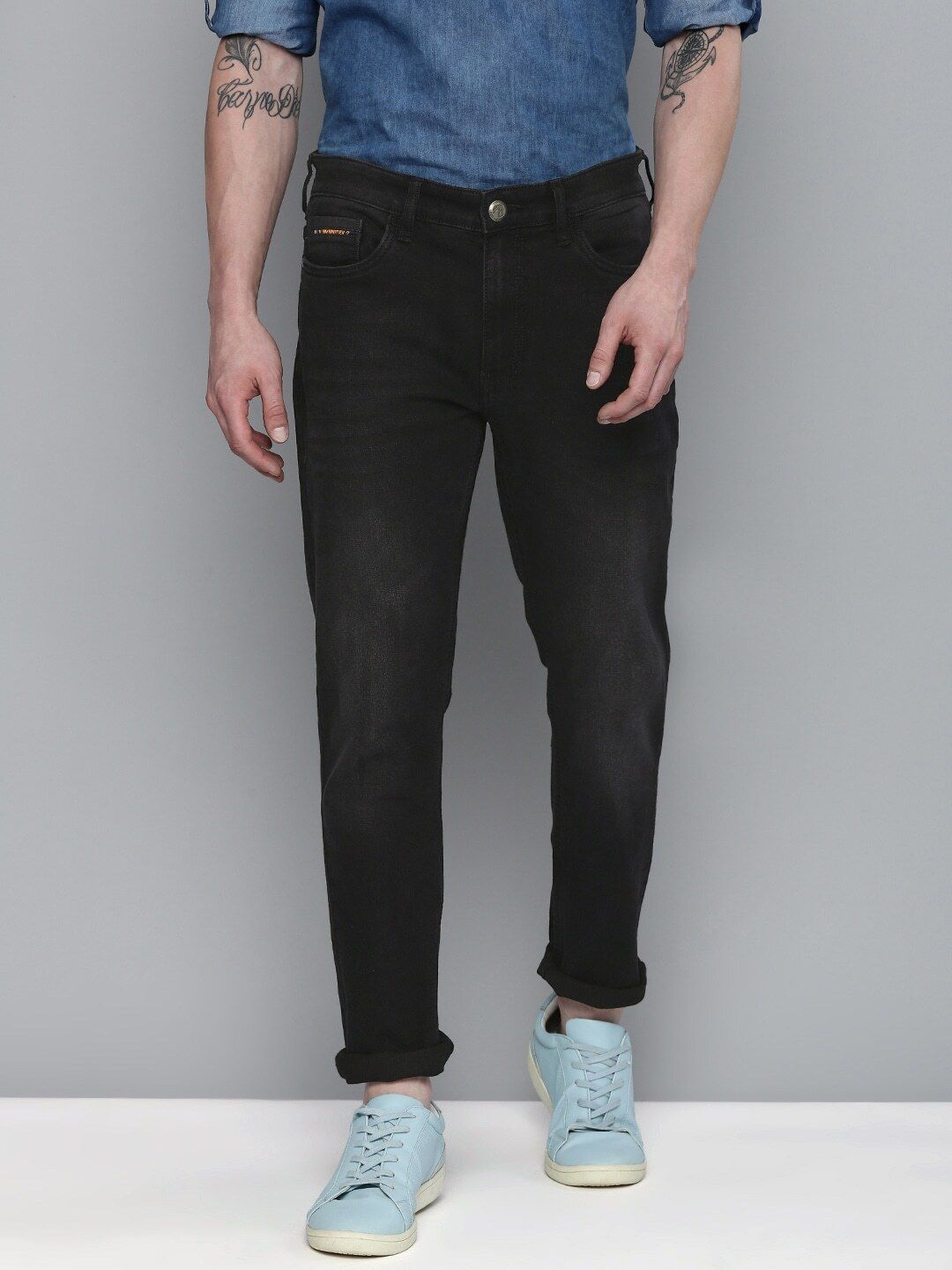 the indian garage co. Men Slim Low Rise Black Jeans-picture-25
