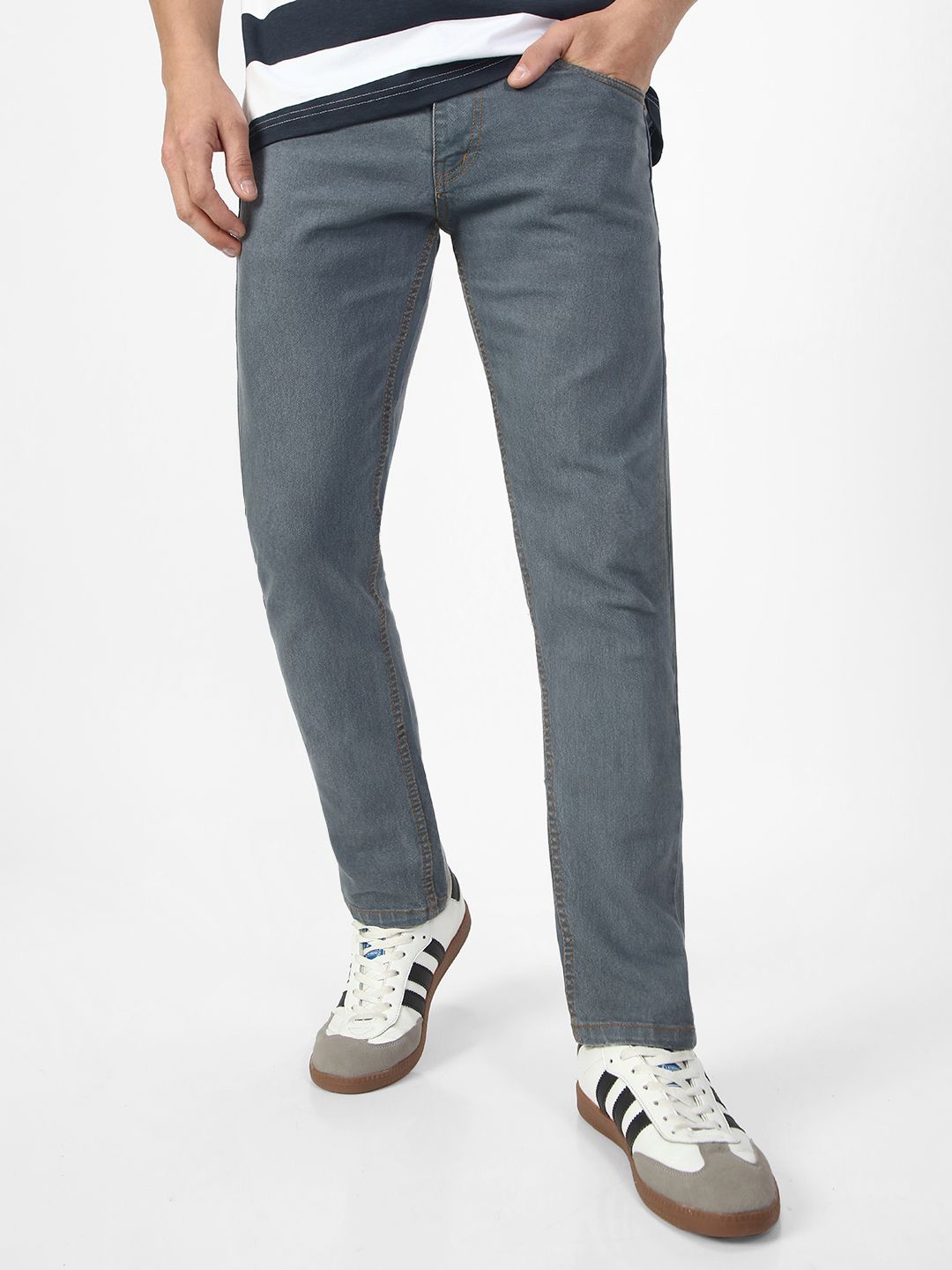 urbano fashion Men Slim Mid Rise Grey Jeans-picture-27