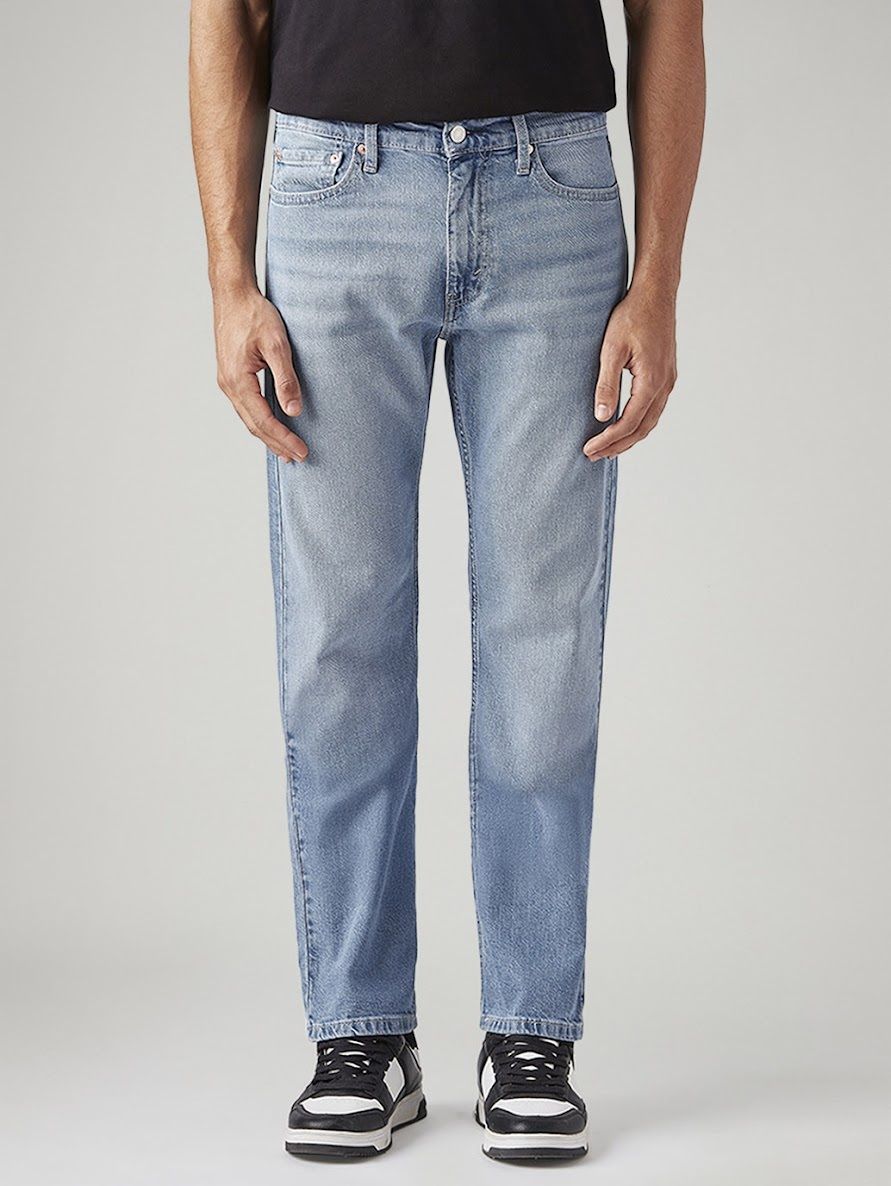 Men Straight Fit Mid Rise Light Blue Jeans-image-35