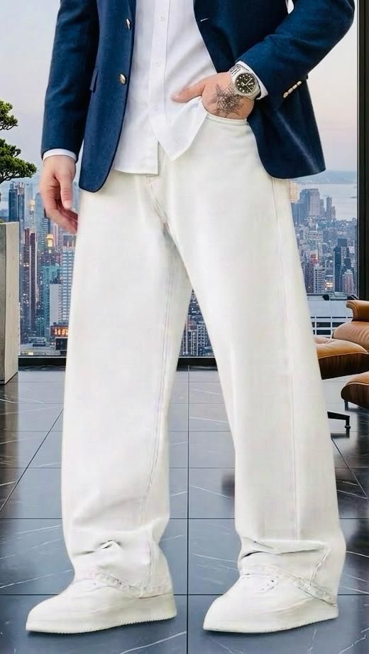 dashing fit Men Loose Fit Mid Rise White Jeans-picture-13