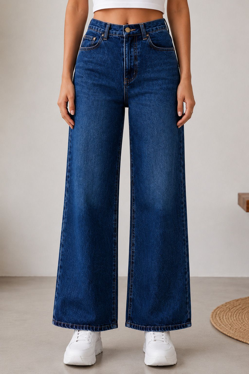Women Straight Fit High Rise Blue Jeans-image-49