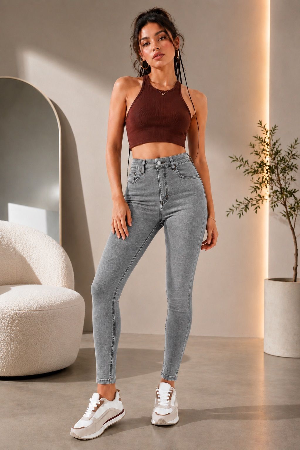 kashian Women Skinny High Rise Grey Jeans-picture-35