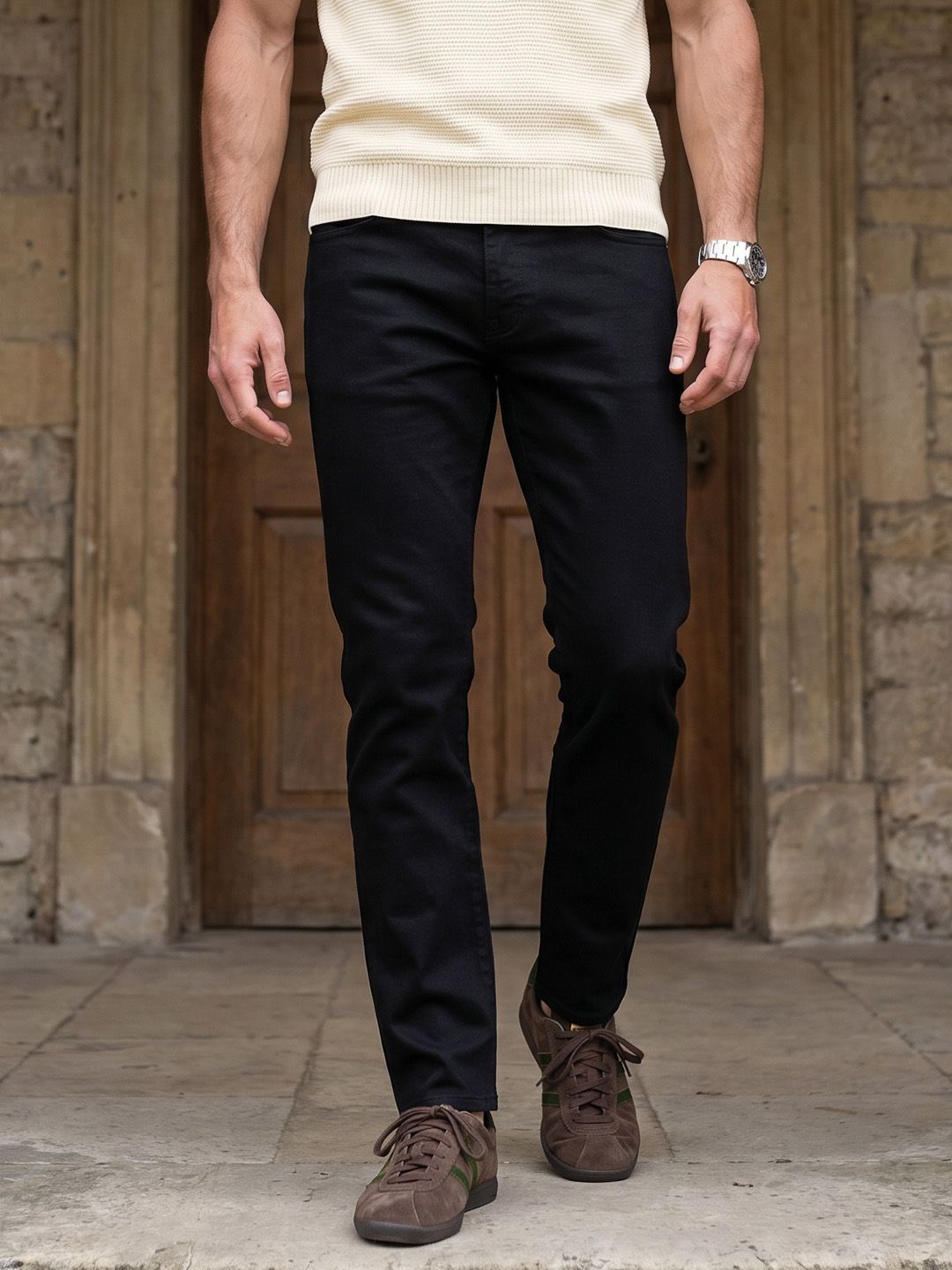 french connection Men Slim Mid Rise Black Jeans-picture-45