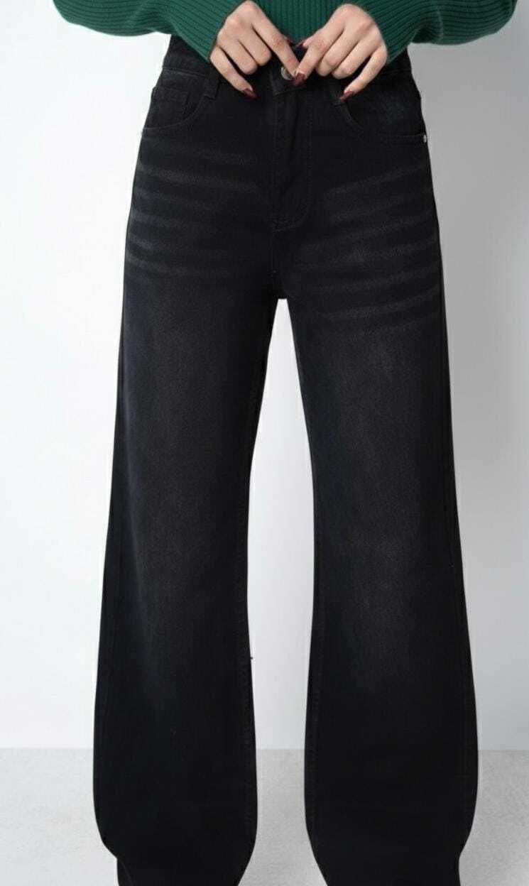 h&h Women Loose Fit High Rise Black Jeans-picture-18