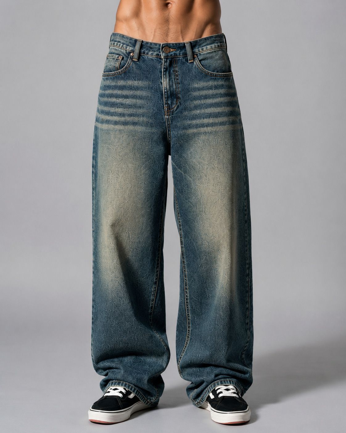 Men Baggy Fit High Rise Light Green Jeans-image-25