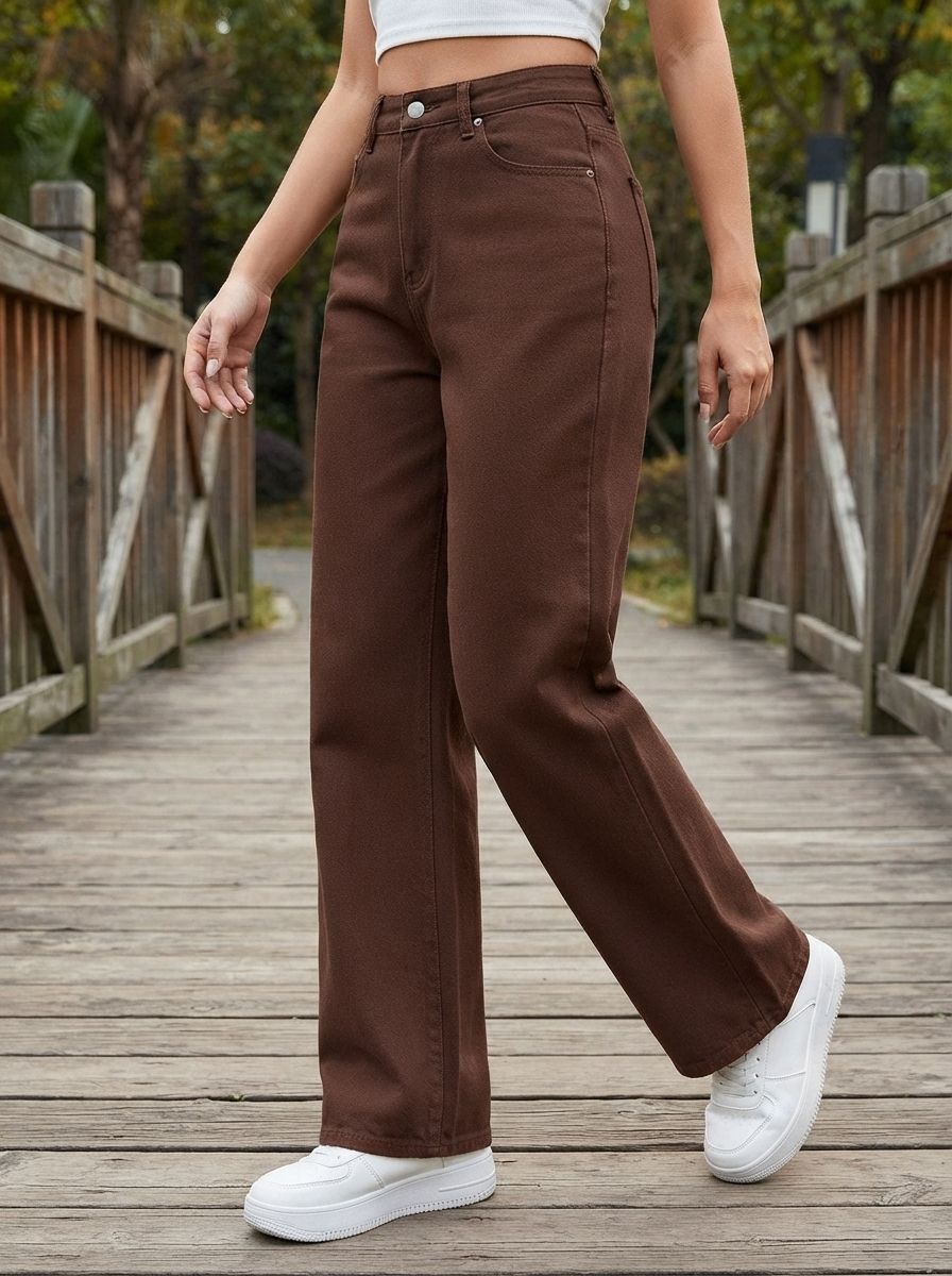 Women Regular Mid Rise Brown Jeans-image-45