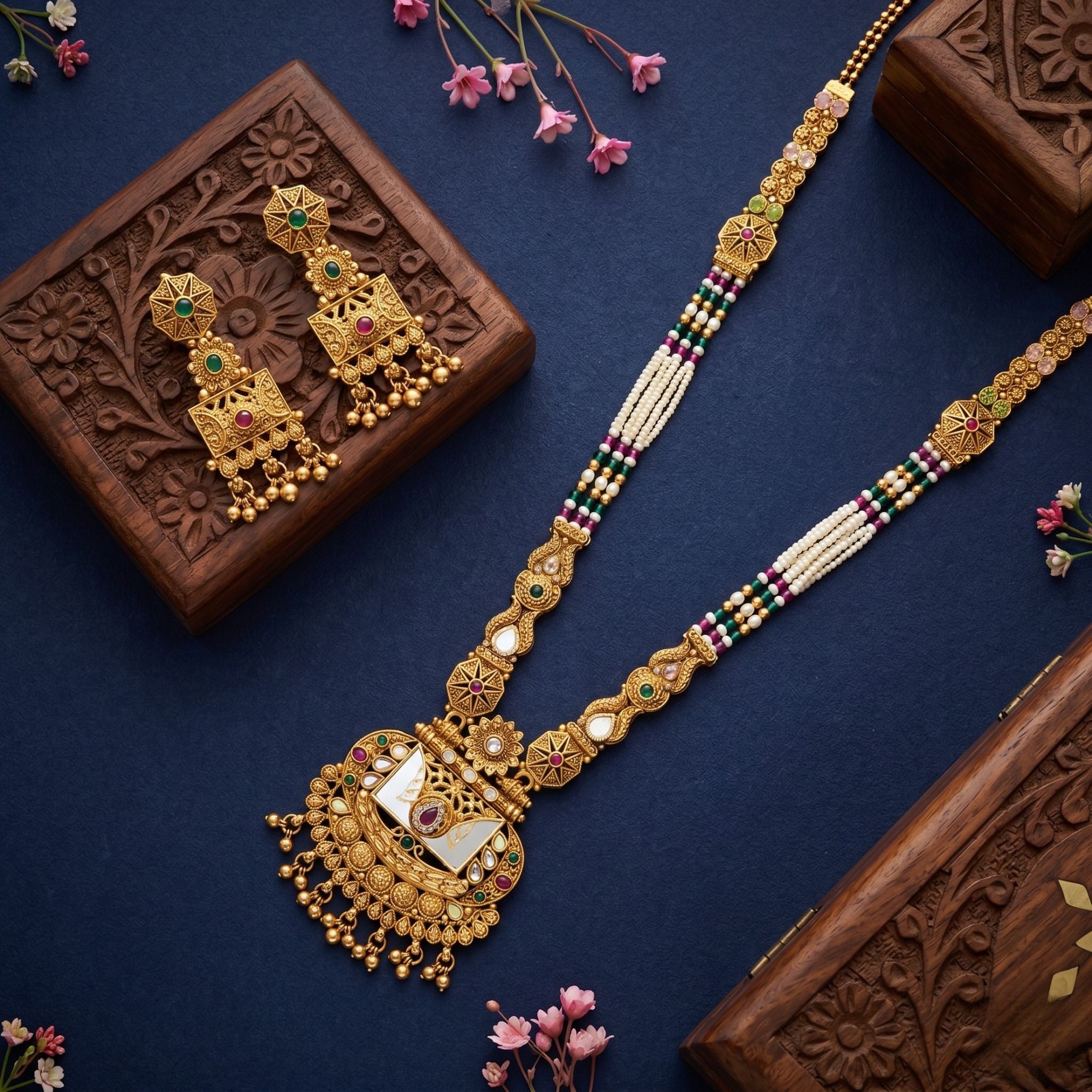 veytri Brass Gold-plated White Jewel Set-picture-16
