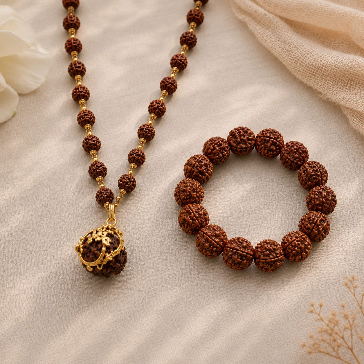 krishnaya Wood Brown, Gold Jewel Set-picture-17