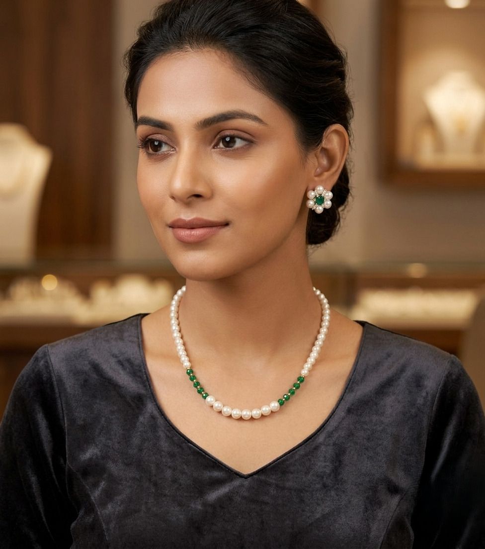 kashvi pearls and jewellers Brass Silver Multicolor Jewel Set-picture-13