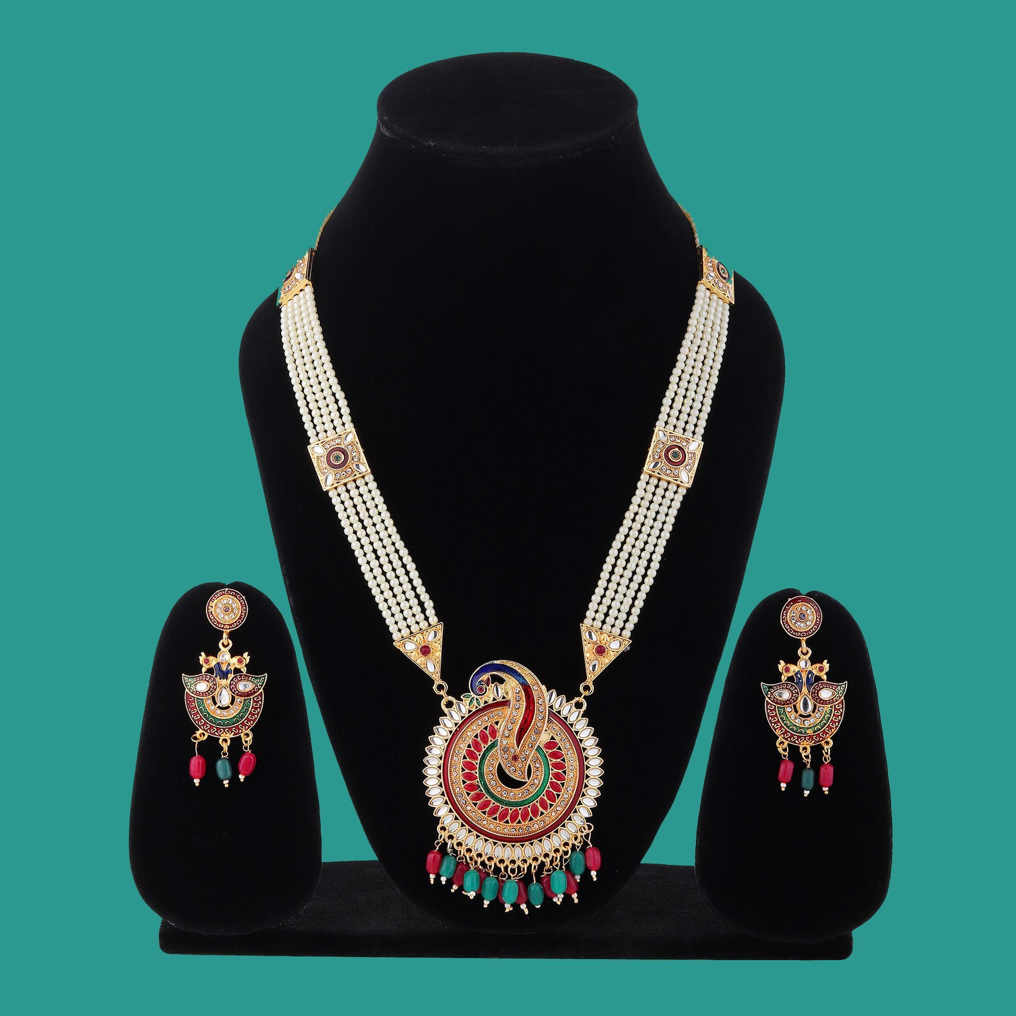 anouk Mother of Pearl, Alloy Gold-plated Multicolor Jewel Set-picture-17