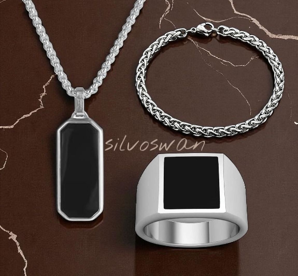 Stainless Steel Silver Silver Jewel Set
