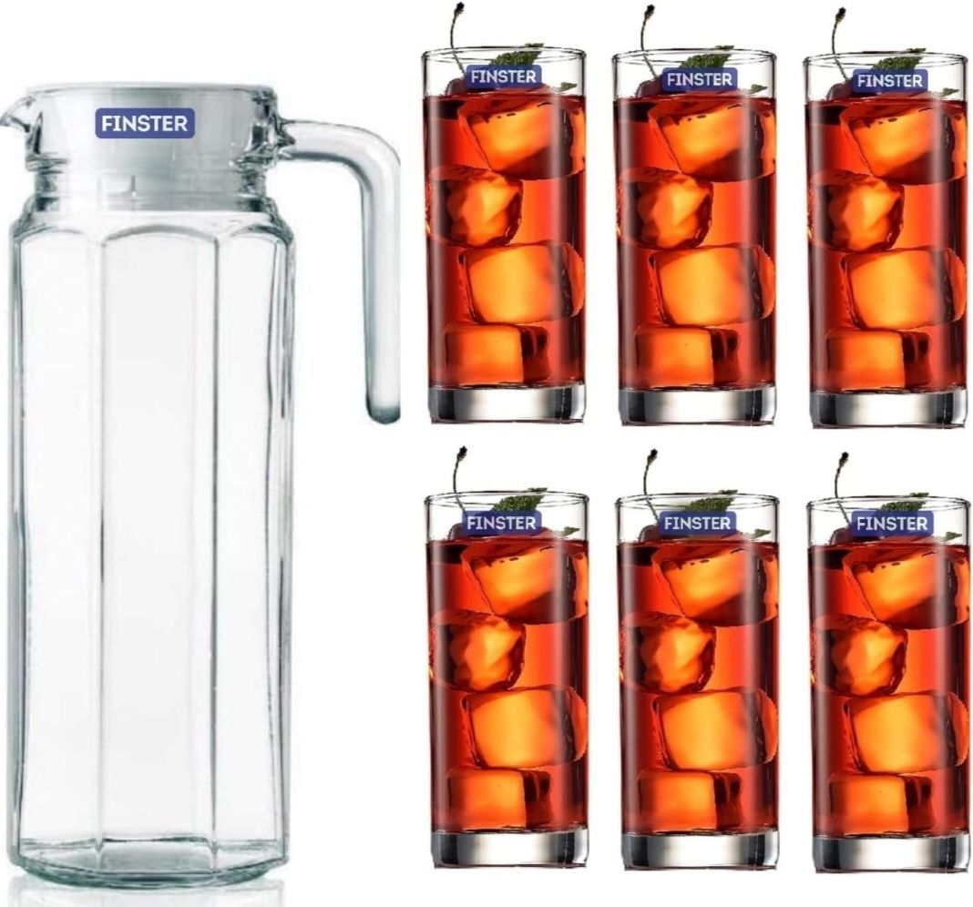 dsrpc Imperial Lemon Jug Glass Set,Water Jug Glass Combo Set,Pack of 7 Jug Glass Set-picture-6