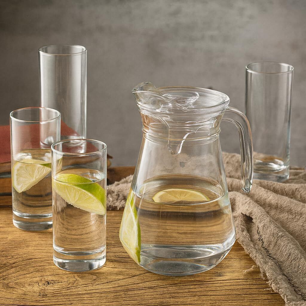 goldfinch Glass Jug with Drinking Glasses Set (7 Pcs)|Water, Juice & Lemonade Serving Set Jug Glass Set-picture-20