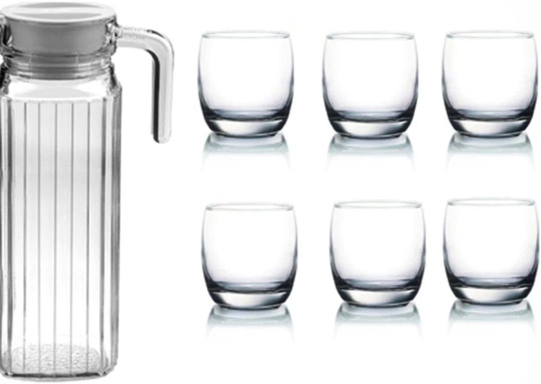 Serving Desire Lemon Set,6 Water Glass 190ml Jug 1100ml Jug Glass Set (glass) Jug Glass Set-image-18