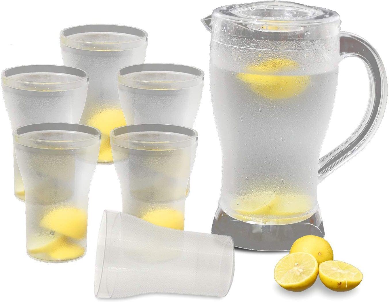 Lemon Jug with 6 Glass Set | Elegant Water & Juice Serving Set Jug Bottle Glass Set-image-7
