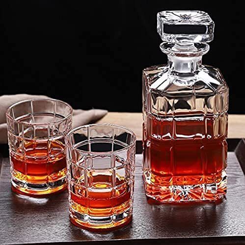 Square Whiskey Wine Decanter Set with Glasses & Stopper Whisky Jug Bottle Glass Set-image-38