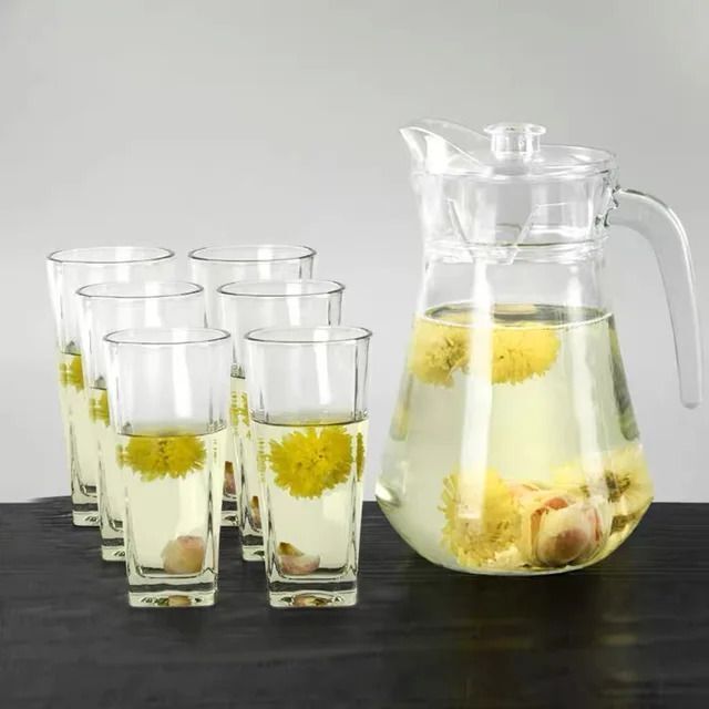 Round Jug 1.3liter,Square Jug Glass Set 250ml, Premium Royal Design Lemon Set m Jug Glass Set-image-44