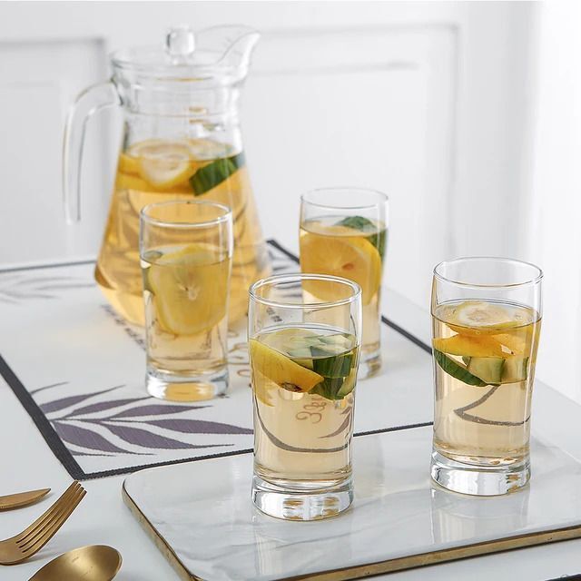 Round Jug 1.3liter, Round Jug Glass Set 250ml, Premium Royal Design Lemon Set v Jug Glass Set-image-17