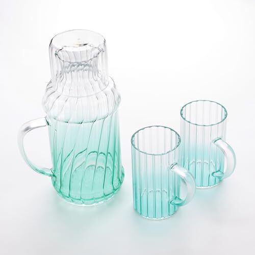 umai Jug with Lid (1200ml) & 2 Cups (280ml) | Jug Glass Set-picture-31