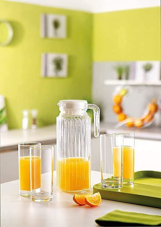 Juice and Water Jug Glass Combo Set for Dining Table 1.1liter jug,280ml glass Jug Glass Set-image-34