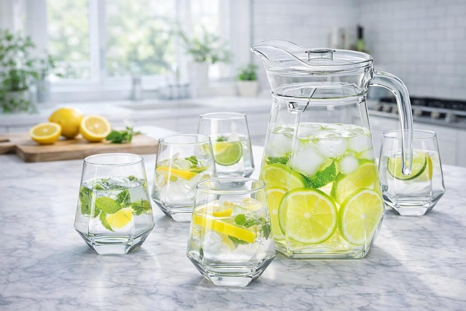 goldfinch Diamond Premium Water and Juice Glasses Set of 6 and Jug Set Combo Jug Glass Set-picture-45
