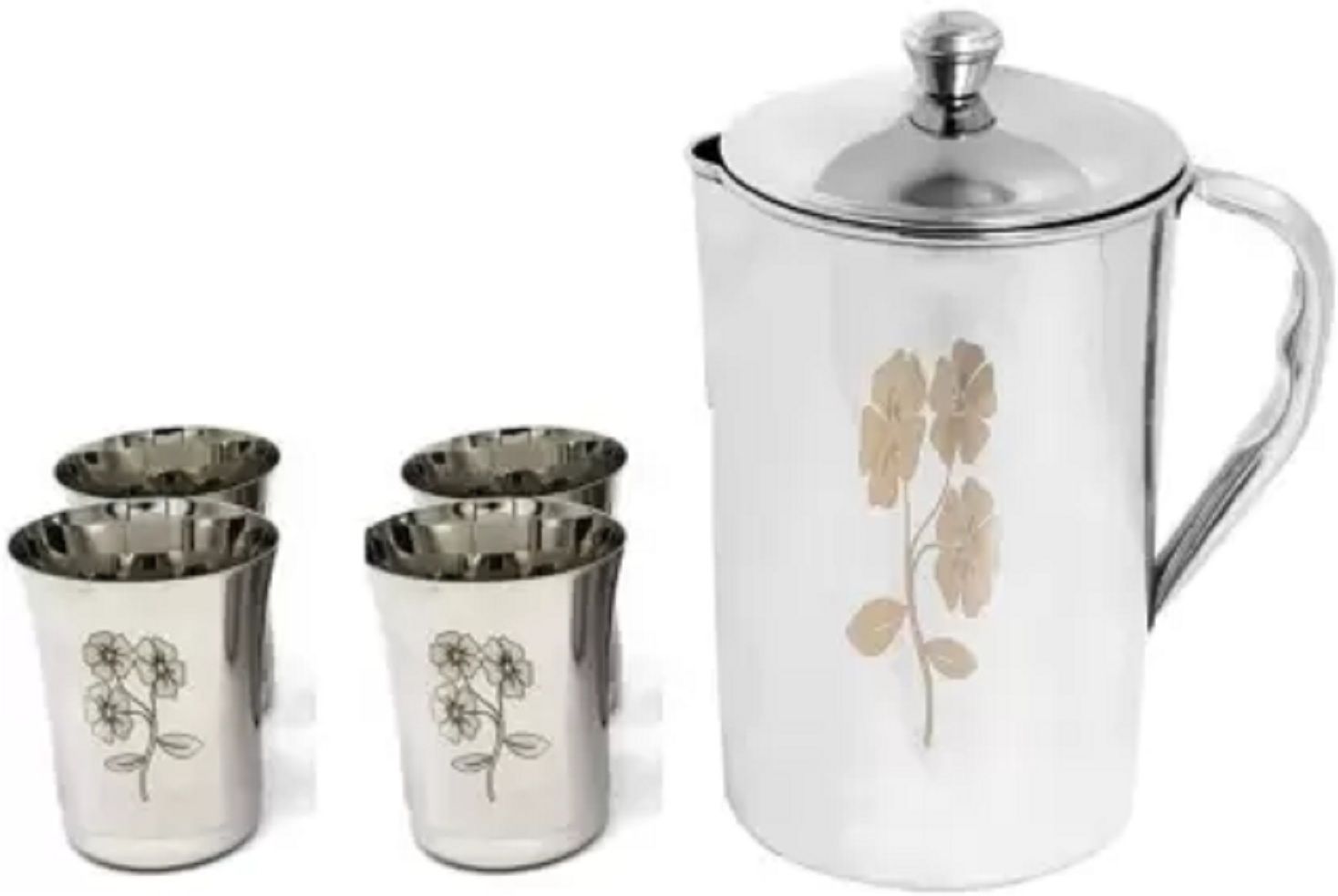 Laser Print High Quality Stainless Steel Jug Glass Set