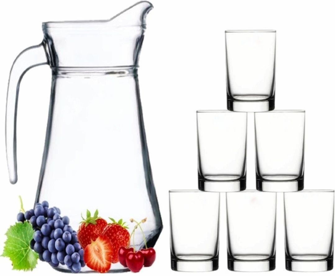 Lemon Set, Water jug,Imported Crystal Glass Carafes & Pitchers Jug (1.3 L) Jug Glass Set-image-45