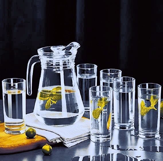 Round 1.4 Litter And 240 Ml For Decoration Dining Table C Jug Glass Set