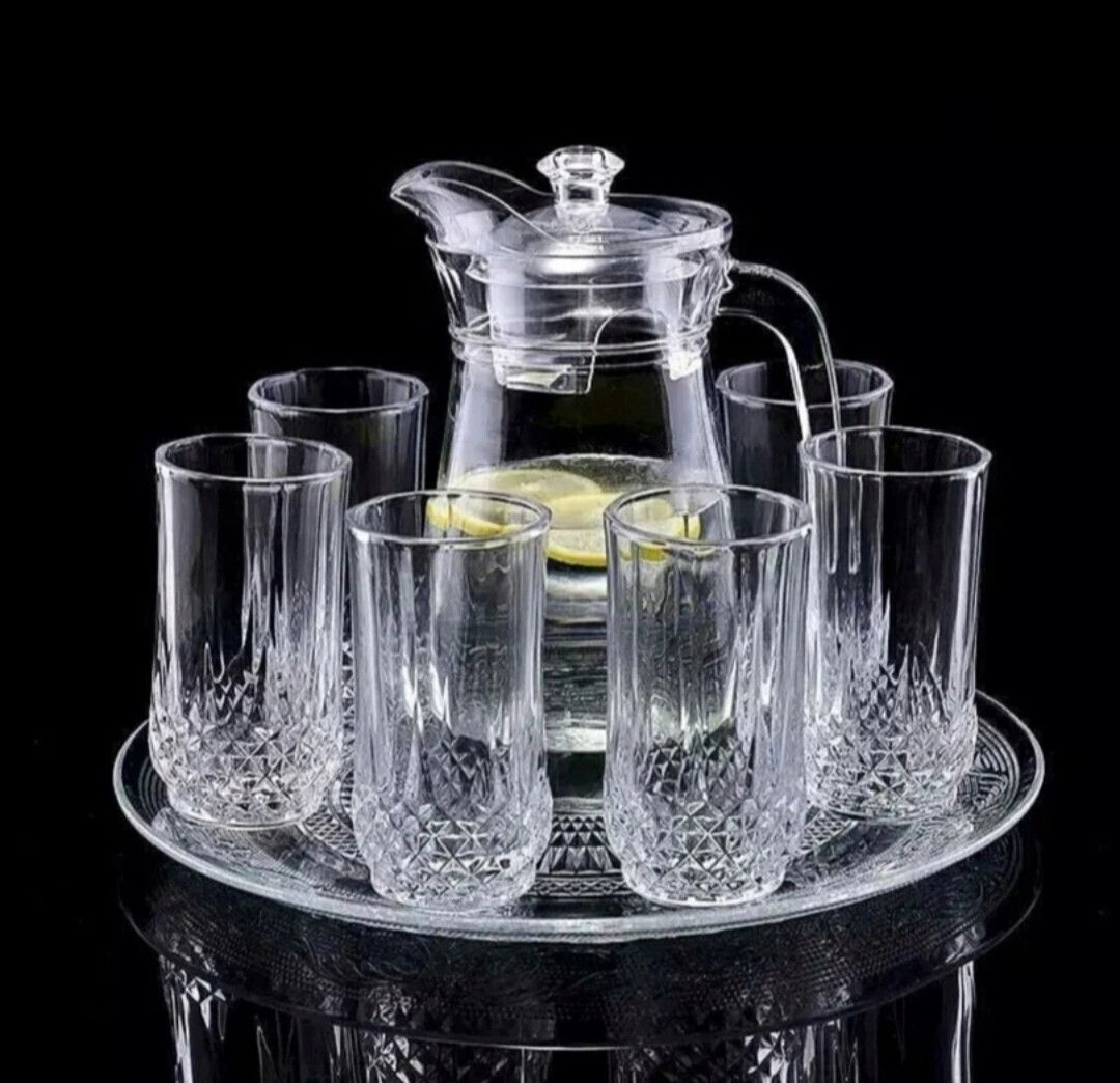 dsrpc Italian Premium Elegant Glass Lemon Set, Glass Jug (1.3) with 6 Glasses(235) ml Jug Glass Set-picture-12