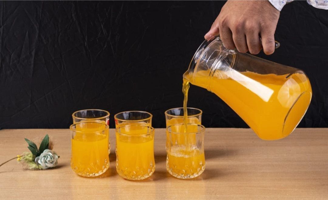 Treanding Round Jug and Rajwadi Glass Set Jug Capacity 1300ml and Glass 220ml Jug Glass Set-image-23