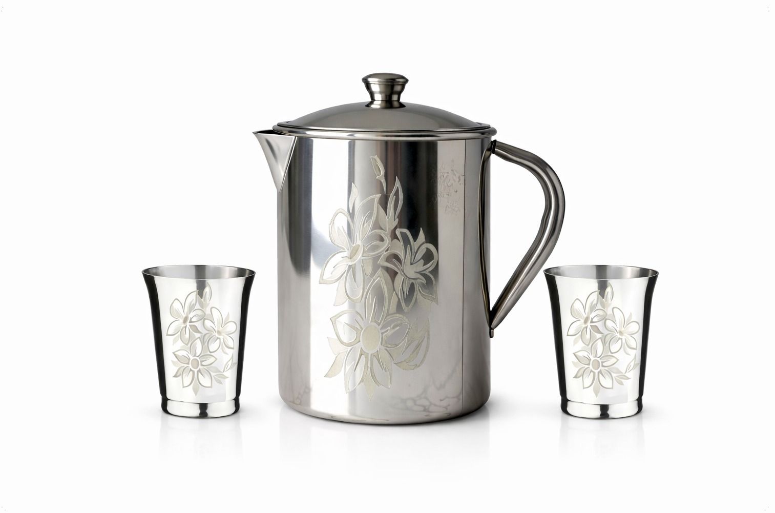 2L Water Jug with 2 Glass | Premium Floral Design| Leak Proof Lid | 3 Pcs Jug Glass Set-image-12