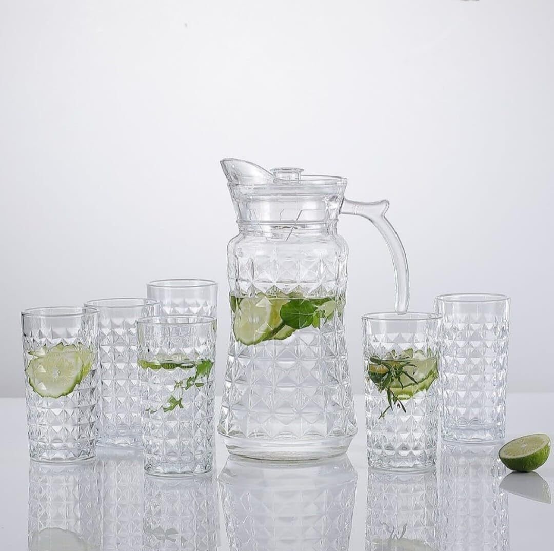 Italian Premium Water and Juice Glasses Jug Glass Set-image-47