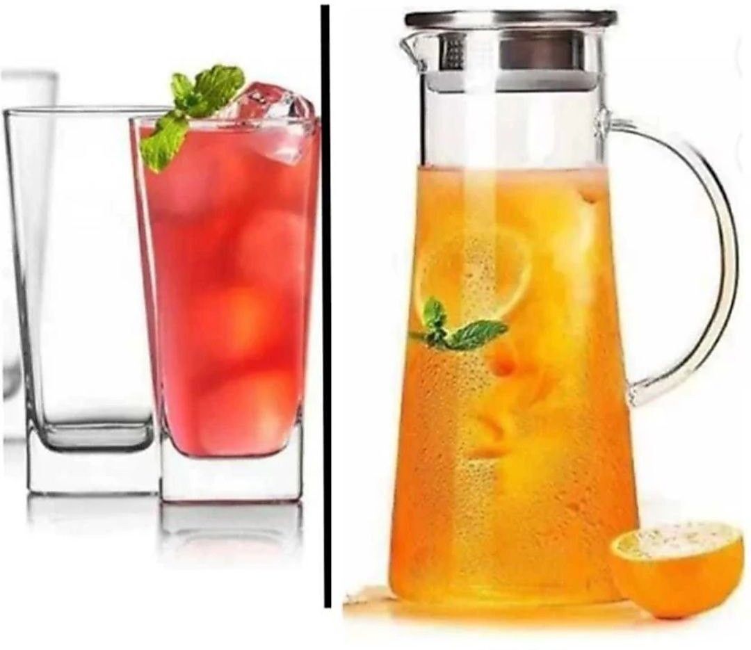 1.3 liter steel lid jug and square shape jug glass set 250 Jug Glass Set-image-42
