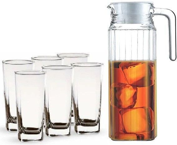 Juice and Water Jug Glass Combo Set for Dining Table (1.2liter jug,280ml glass) Jug Glass Set-image-7