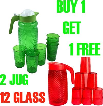 plastic Combo Set 2 Jug and 12 Glass Jug Glass Set