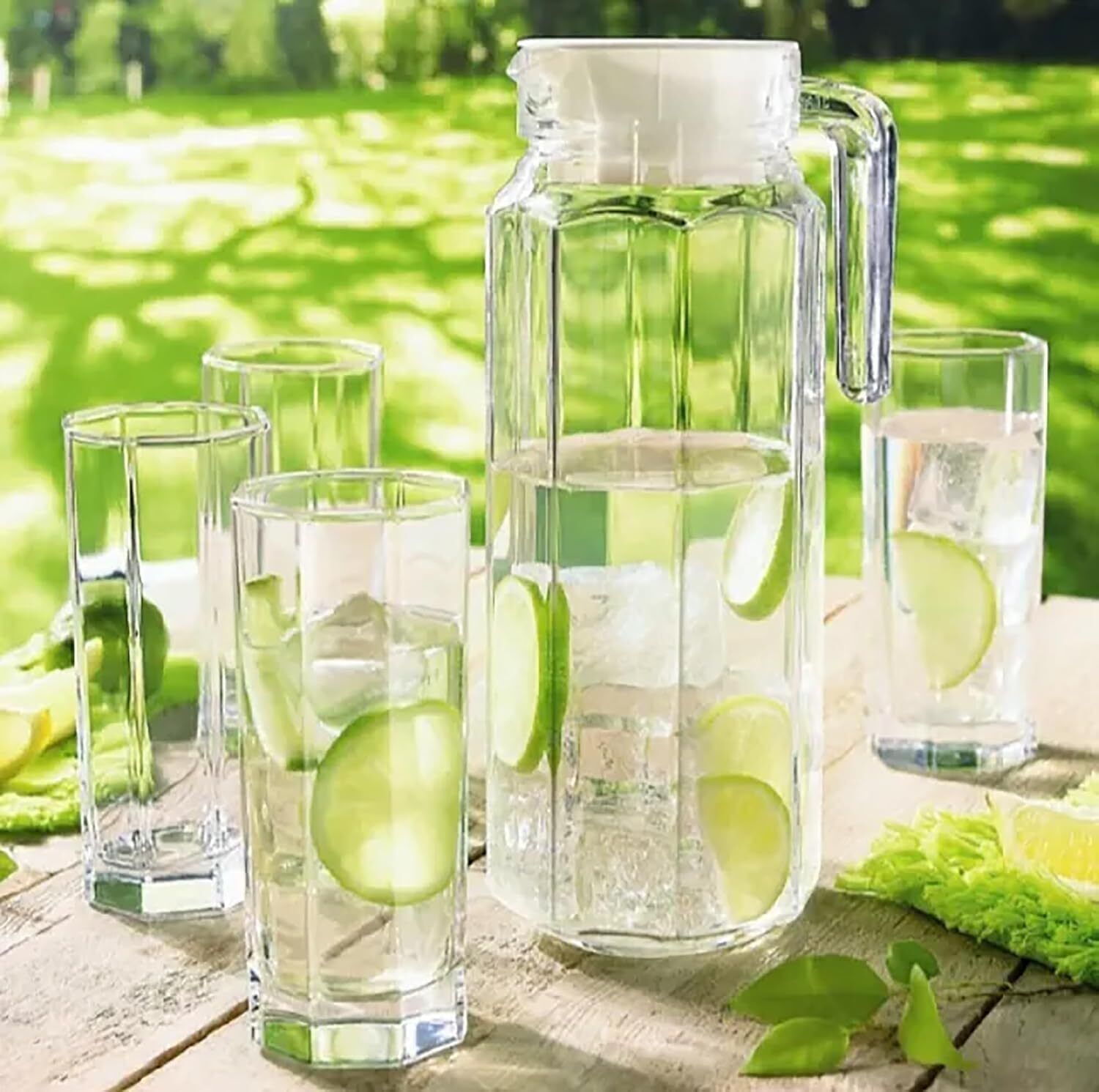 goldfinch Premium Glass Water Jug Set with 6 Glass |Juice & Beverage Serving Set for Home Jug Glass Set-picture-18