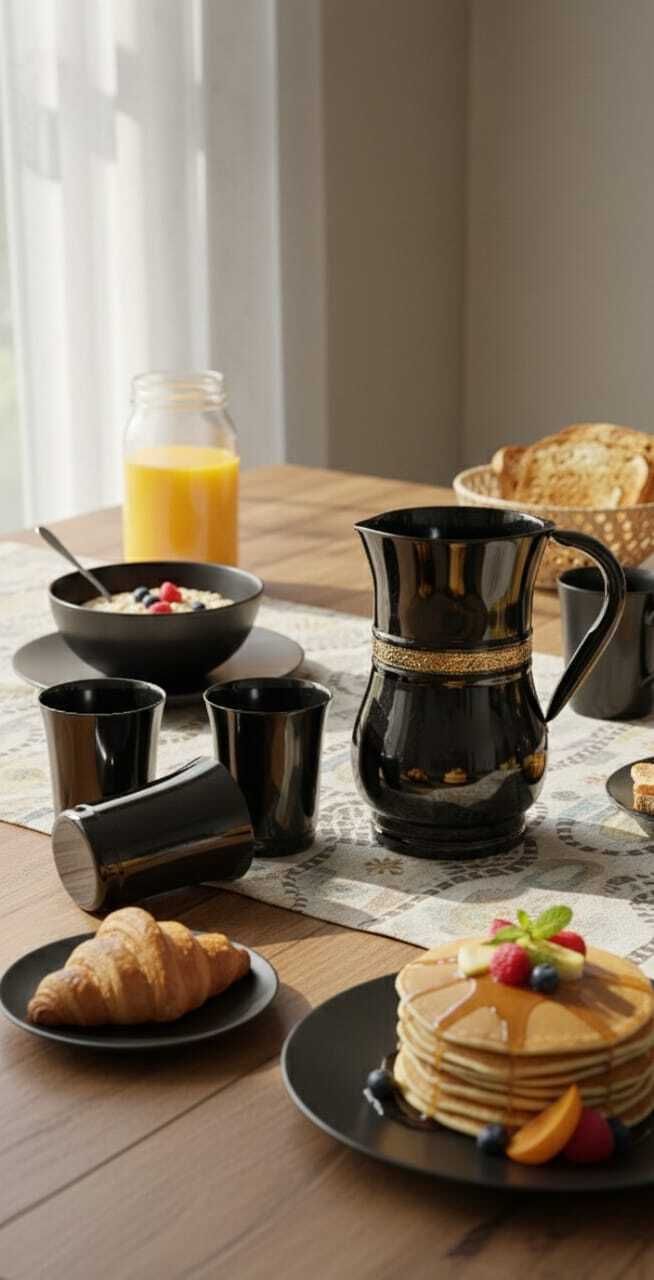 ssm handicraft Steel Copper Jug Pitcher with Brass Knob & 3 Glass, Serveware & Tableware Jug Glass Set-picture-29
