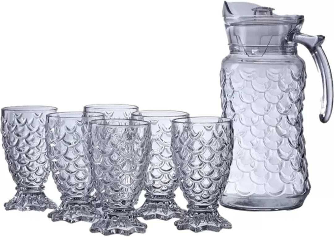 dsrpc Crystal Quality Pineapple Design Classic Look Jug Glass Set-picture-26