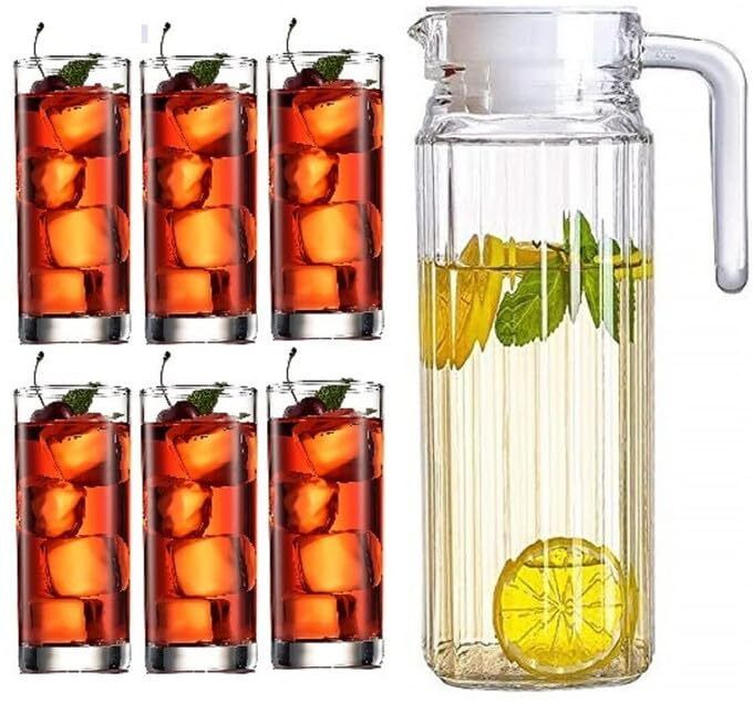 Whiskey Glasses 300 ml Set of 6 and (1.3 Liter Jug and Whiskey Glass 6 pic Jug Glass Set-image-45
