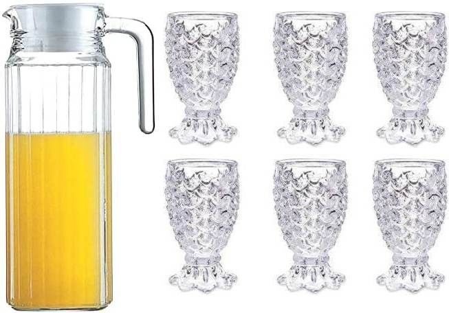 Crystal Pineapple Design Classic 6-Piece Glass Set(200ml) Jug-1.1L Jug Glass Set Jug Glass Set-image-29