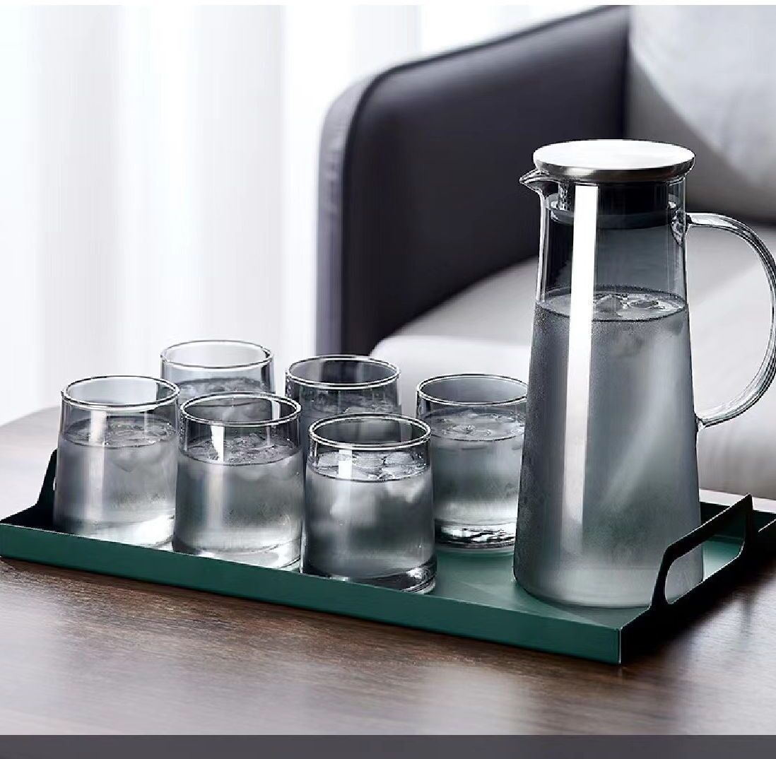 6 PC Glasses 300ML and 1 Water Jug 1.8 Liter Jug Glass Set Jug Glass Set-image-37