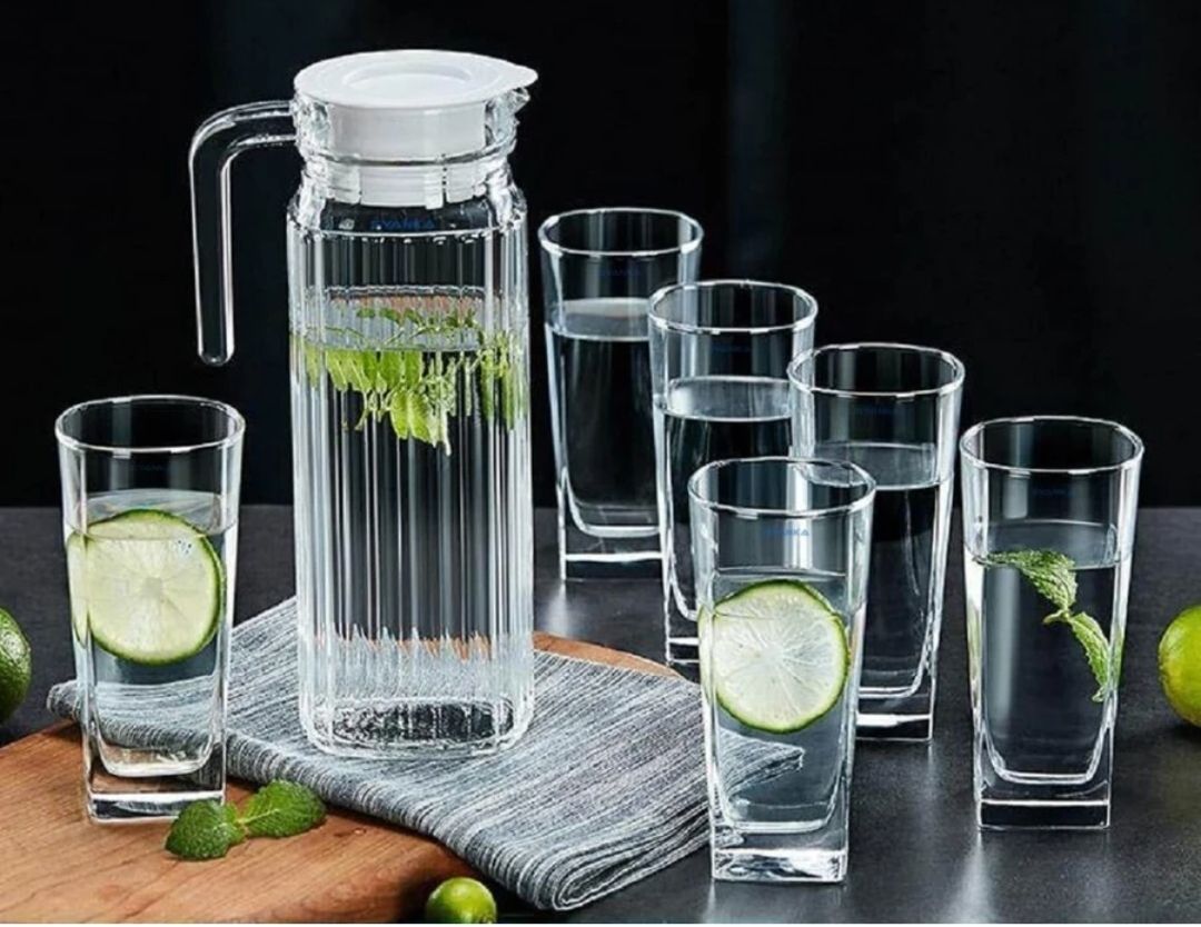 dsrpc Premium Juice and Water Jug Glass Combo Set for Dinning Table Highball Glass Jug Glass Set-picture-13