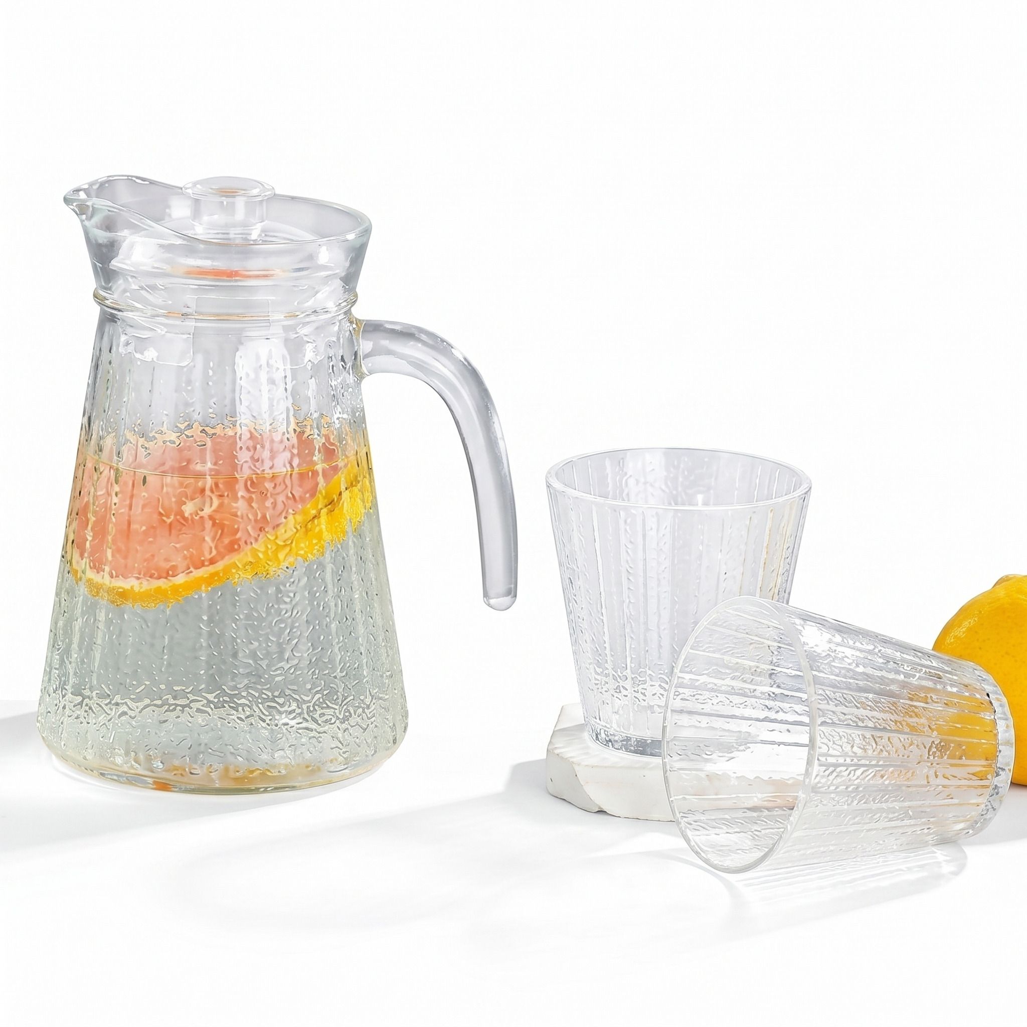 Modern Fluted Ribbed Jug Glass Set-image-15