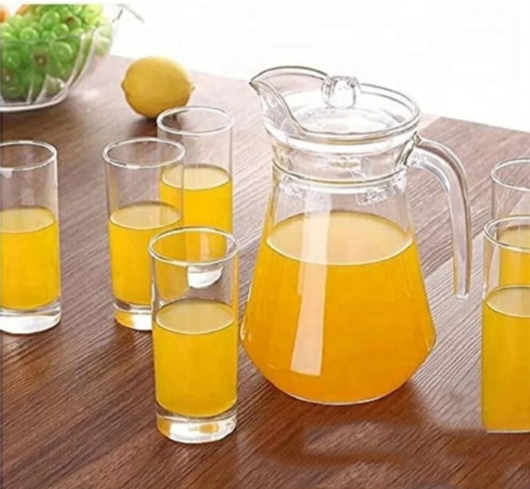 dsrpc TRANSPARENT WATER AND JUICE GLASSES WATER GLASS AND JUG SET FOR DINNING TABLE Jug Glass Set-picture-1