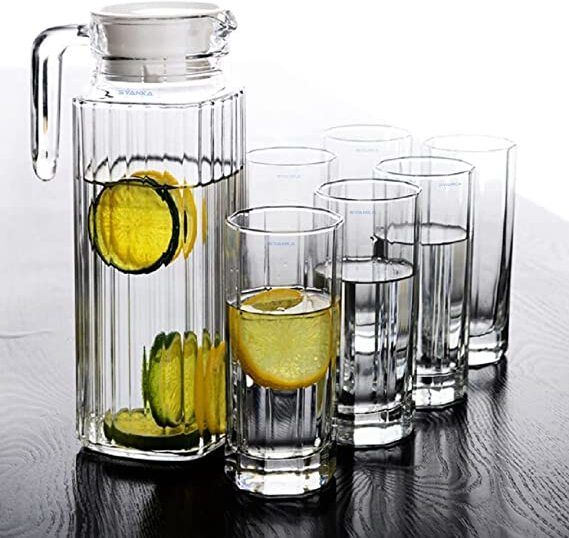Italian Premium Water and Juice Jug Glass Set of 7,Combo Set for Dining Table Jug Glass Set-image-32