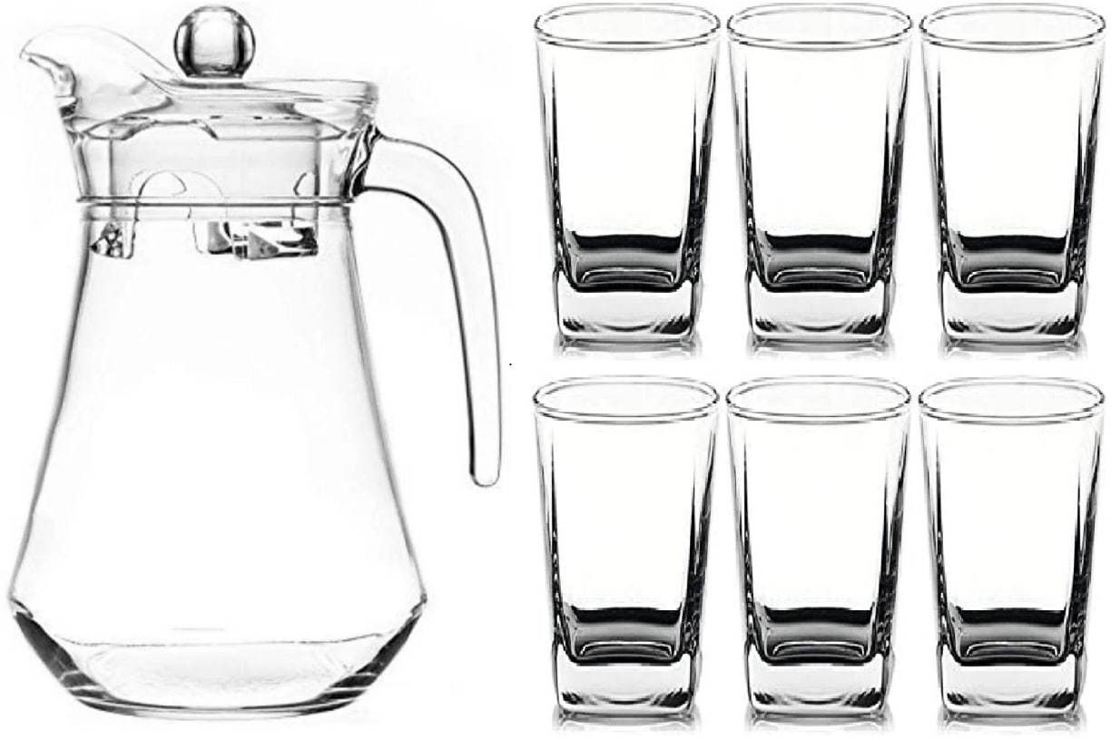 Jug Carafes and Pitchers Glass for Dinner Table,jug and Crystal Clear glass Jug Glass Set-image-35
