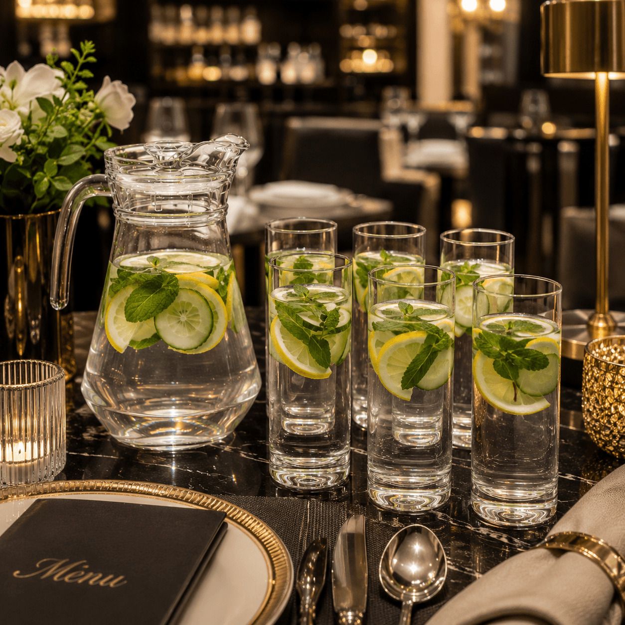 Premium Glass Jug Set 1.3L with 6 Glasses 265ml Dining Party Serving Set Jug Glass Set-image-20