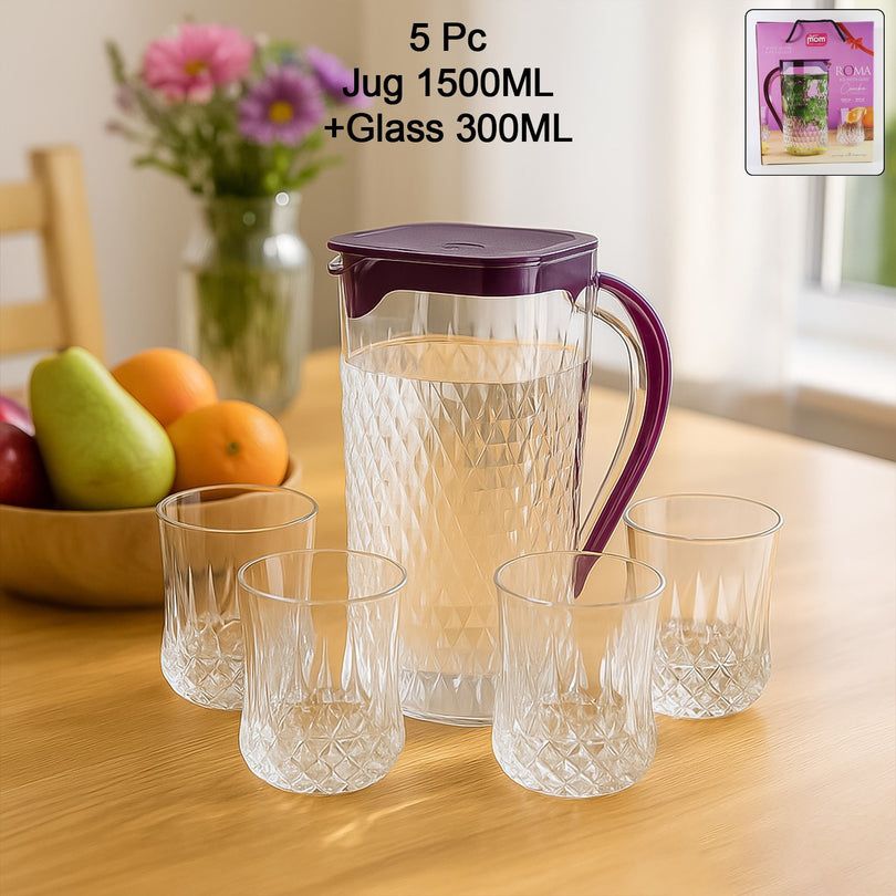 supermom Plastic Jug with Glasses Set for Serving Water and Beverages Jug Glass Set-picture-3